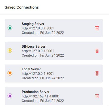 Primate dashboard multiple connections light mode